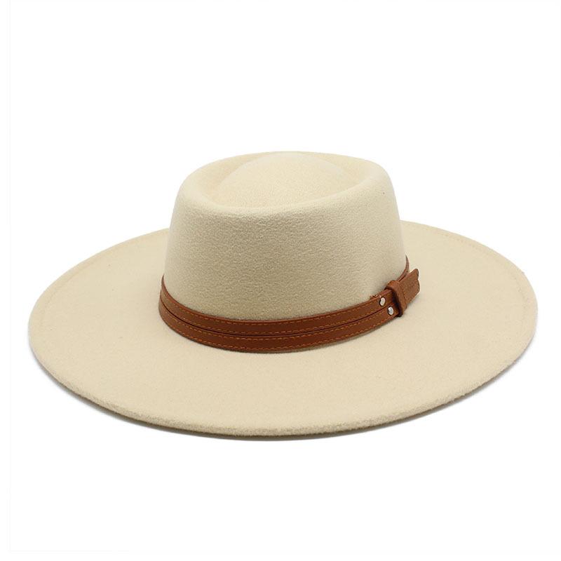 Solid Color Wool 9.5Cm Brim Men'S And Women'S Warm Outdoor Elliptical Concave Convex Torus Top Hat