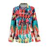 Women's Button Down Prints Shirt Long Sleeve Shirt Business Work Tops Casual With Pockets Jacket
