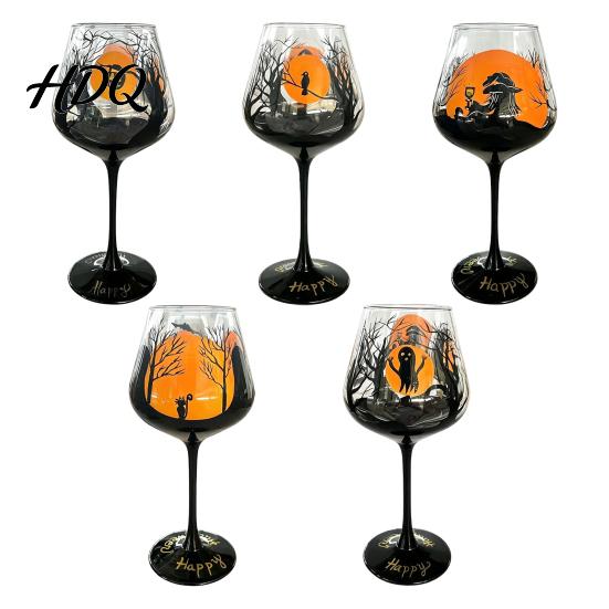 Bicchieri da Bevanda Festivi Bicchiere da Vino con Gambo di Halloween Calice Artistico Dipinto a Mano Set di Bicchieri a Tema Capacità 720ml Bicchieri Decorativi per