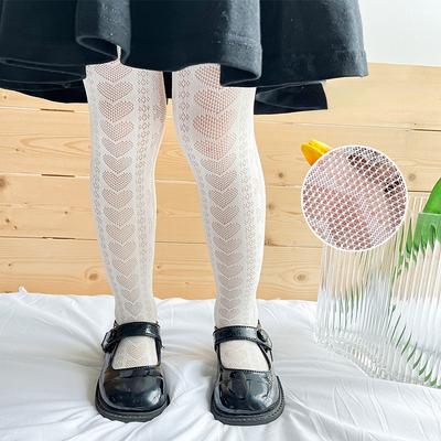 Kinder Mädchen Strumpfhosen Ins Einfachheit Einfarbig Herz Weizen Muster Baby Mädchen Strumpfhosen Frühling Sommer Dünne Hohl Mesh Kleinkind Enge