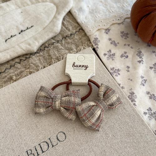 2pcs Plaid Elastic Hair Bands Floral Bow Scrunchies Baby Girls Hair Rope Tie Ponytail Holder Rubber Band Kids Hair Accessories