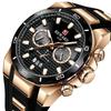 Chronograph Quartz Watch for Men Luxury Big Dial Military Sport Wristwatch Waterproof Silicone Strap Male Clock