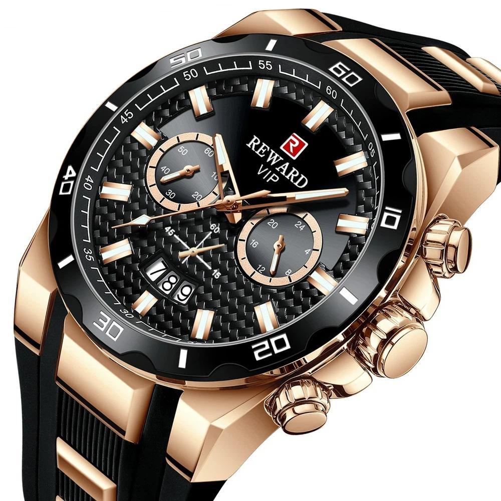 Chronograph Quartz Watch for Men Luxury Big Dial Military Sport Wristwatch Waterproof Silicone Strap Male Clock