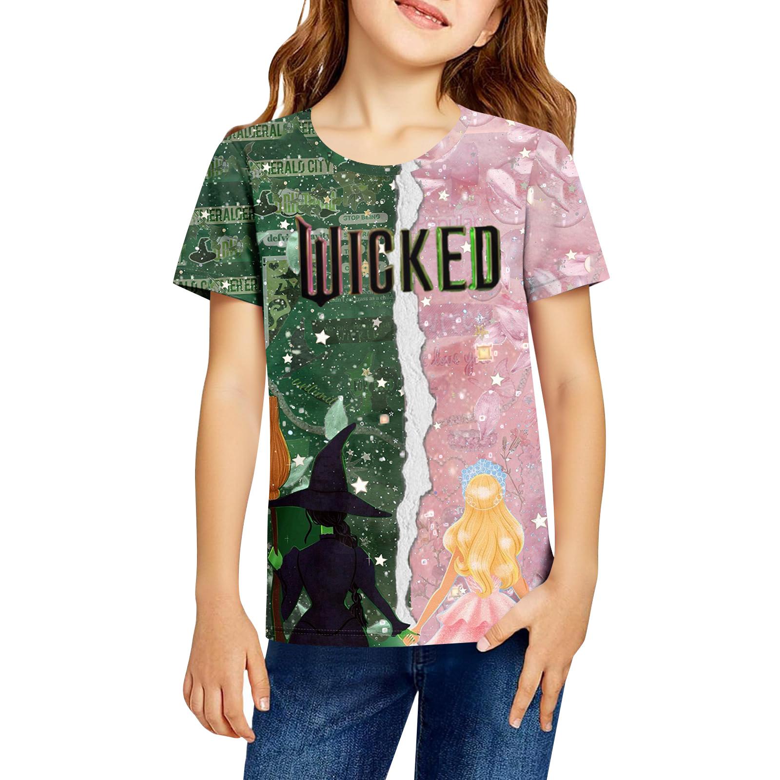 

Fashionable Round Neck Short Sleeve Work Clothes Printed Tops For KID Summer Tops 150 розовый