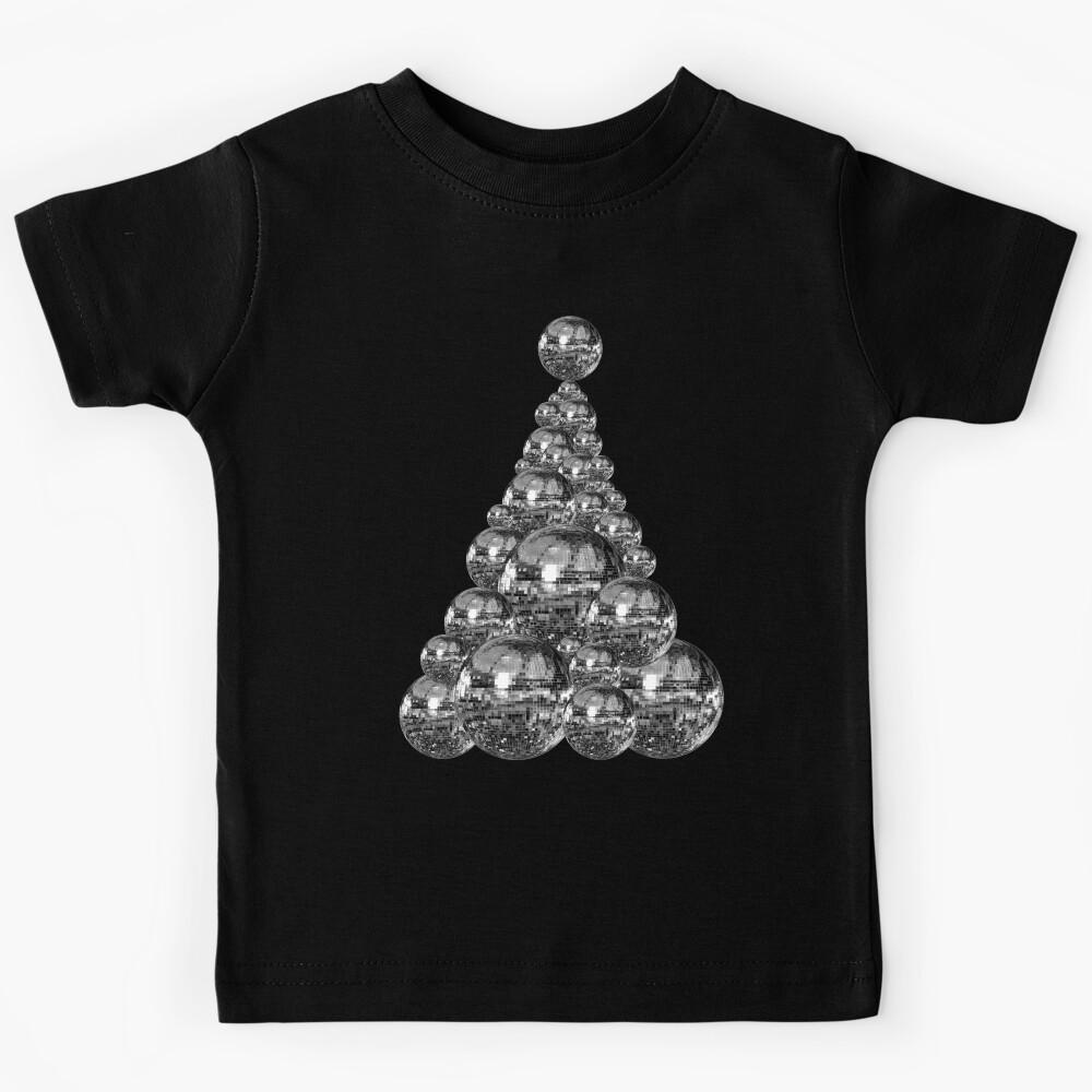 70s Silver Disco Ball Christmas Tree Kids T-Shirt 150