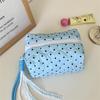 Polka Dot Heart Quilted Makeup & Skincare Travel Bag - Large Capacity with Zipper
