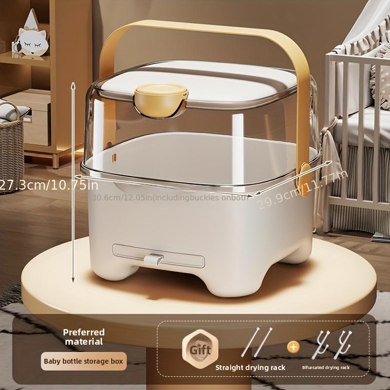 Thickened Portable Bottle Storage Box With Lid Multifunctional Dish Drying Rack Complementary Food Organizer Kitchen Daily Use