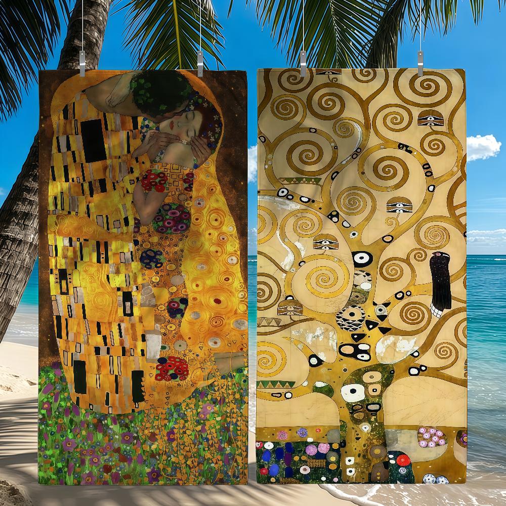 Art Gustav Klimt Kiss Towel Quick Drying Beach Towels Are Suitable For Swimming Pools Camping Yoga And The Gym