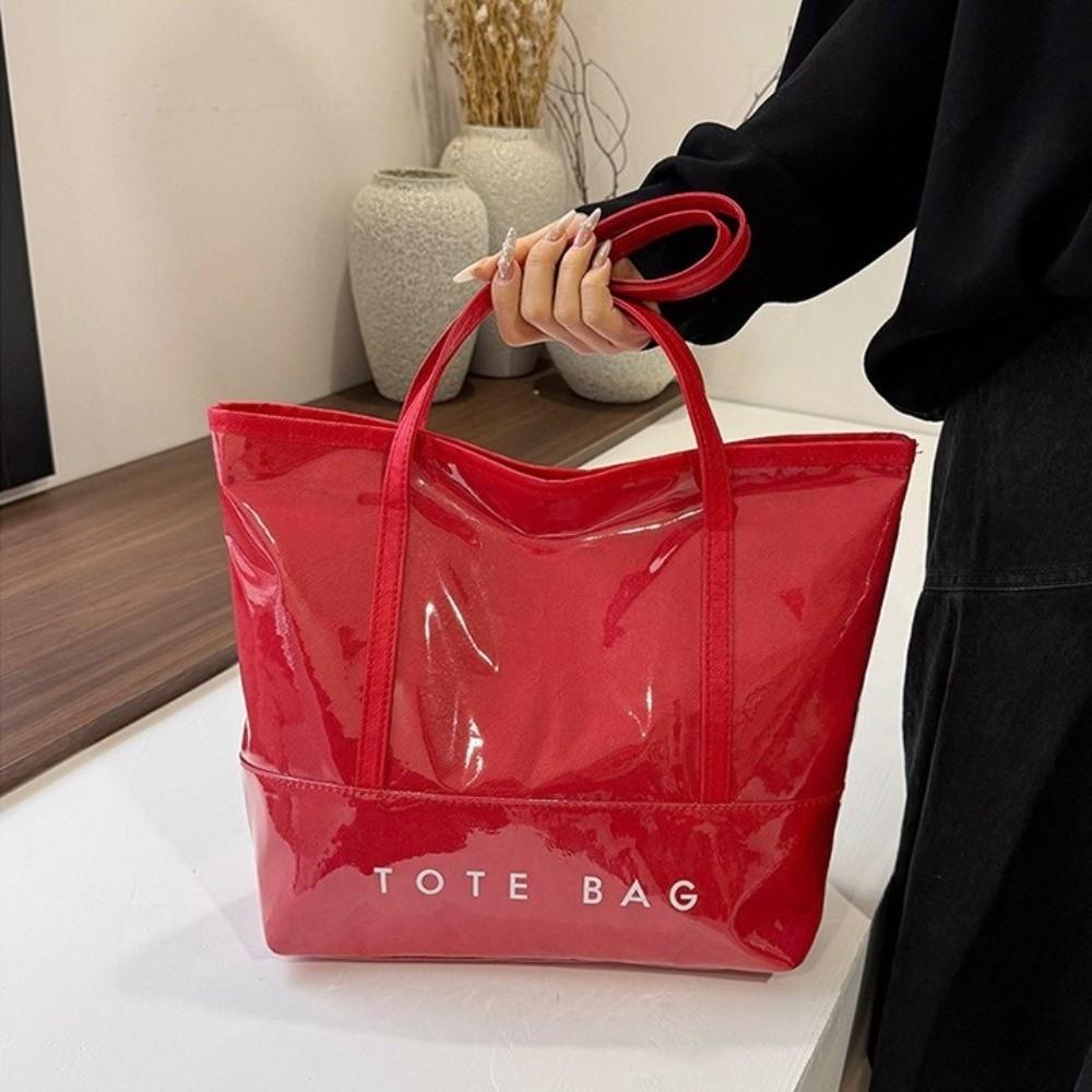 Solid Color Transparent Jelly Bag Multi Function Letter Prints Handbags Cute Armpit Bags Summer