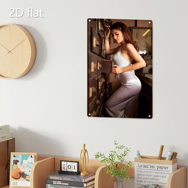 Vintage Metal Wall Art Sign Vintage Woman In White Wall Decor Elegant Retro Photo Poster