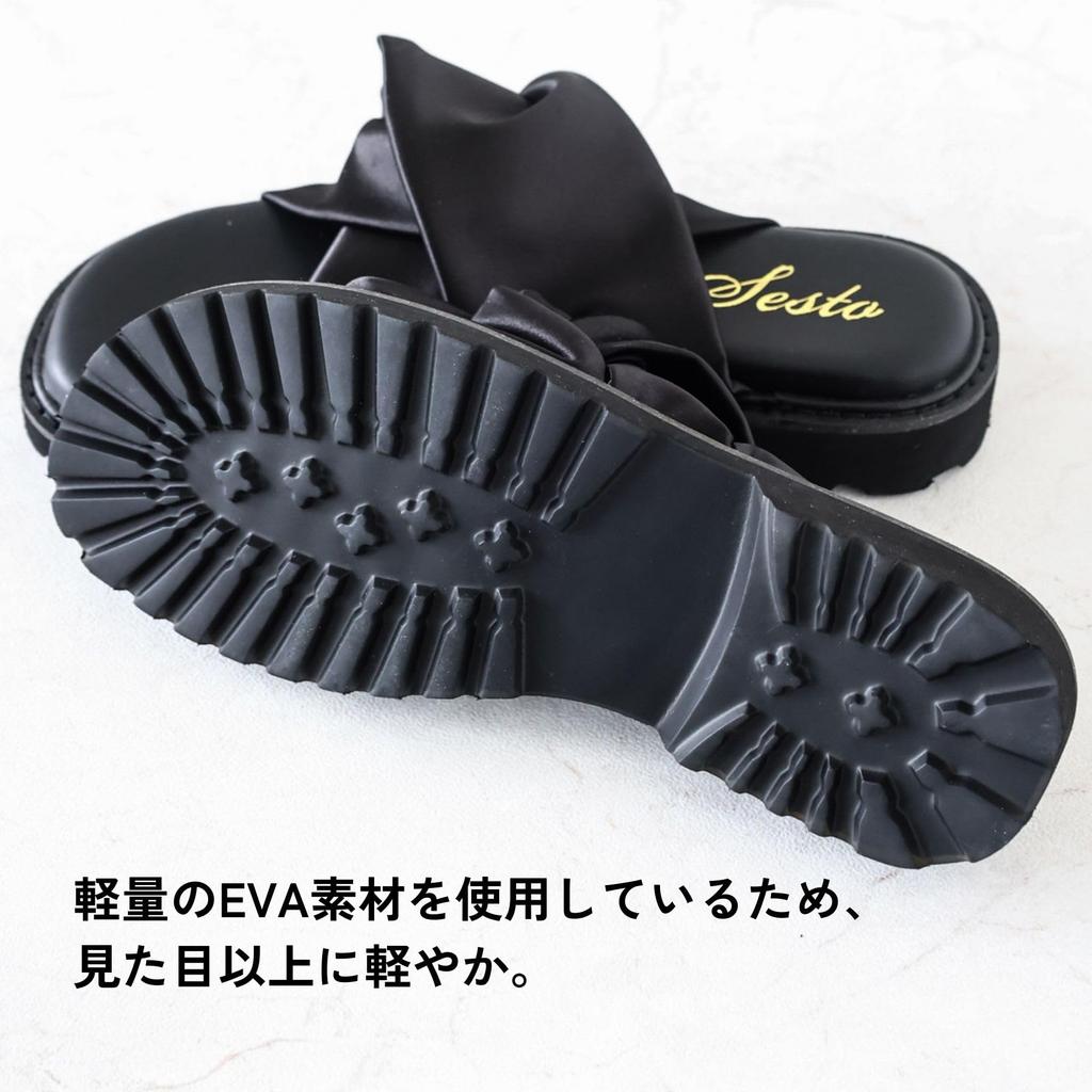 Stretch Satin Twist Sandals for Size Black [Sesto] Women, S, dhs4110-BLK-S