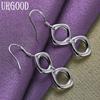 925 Sterling Silver Two Sided Round Dropped Earrings Fashion Jewelry