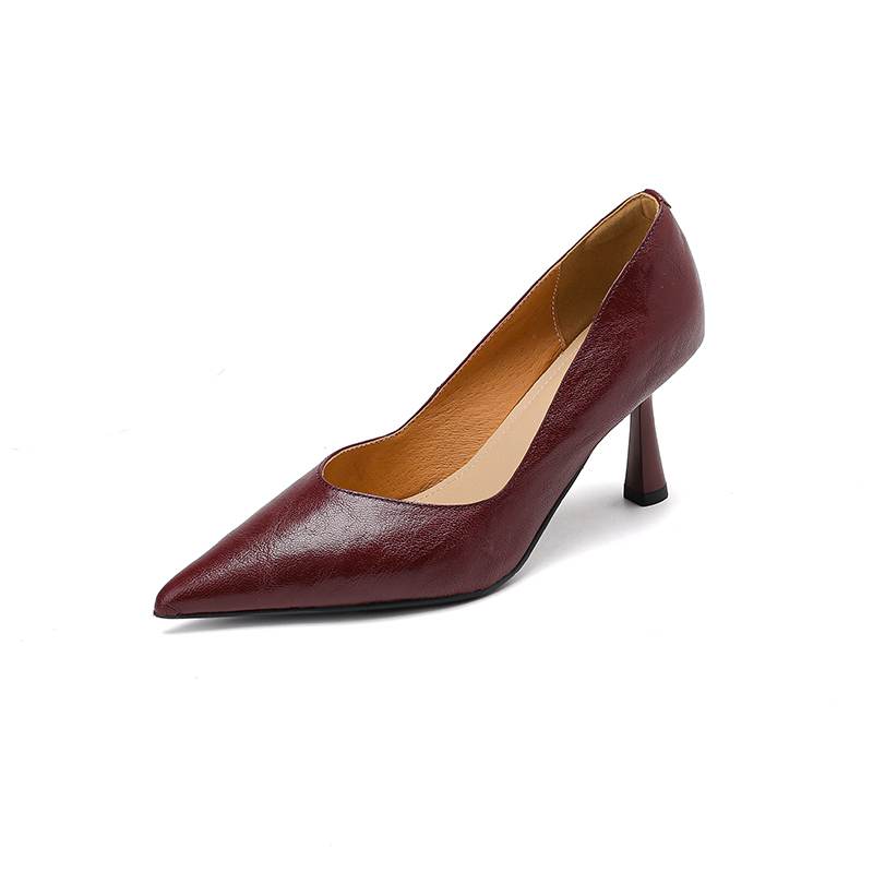 Krazing Pot Sheep Skin Summer Autumn Thin High Heels Party Shoes Women Pointed Toe Concise Shallow Pumps