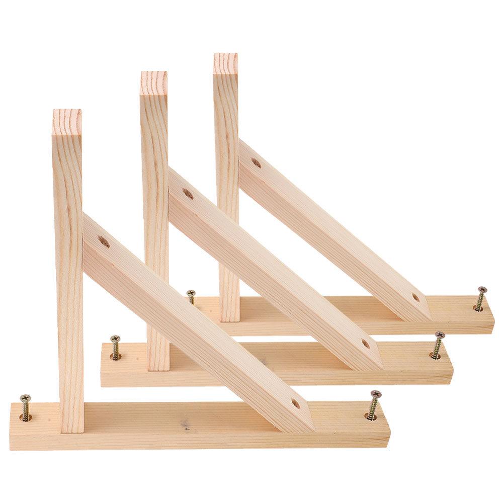 3Pcs Solid Wood Triangle Shelf Brackets Wall Mount Shelf Supports Decorative Floating Wood Brackets for Plant Hanger Pendant