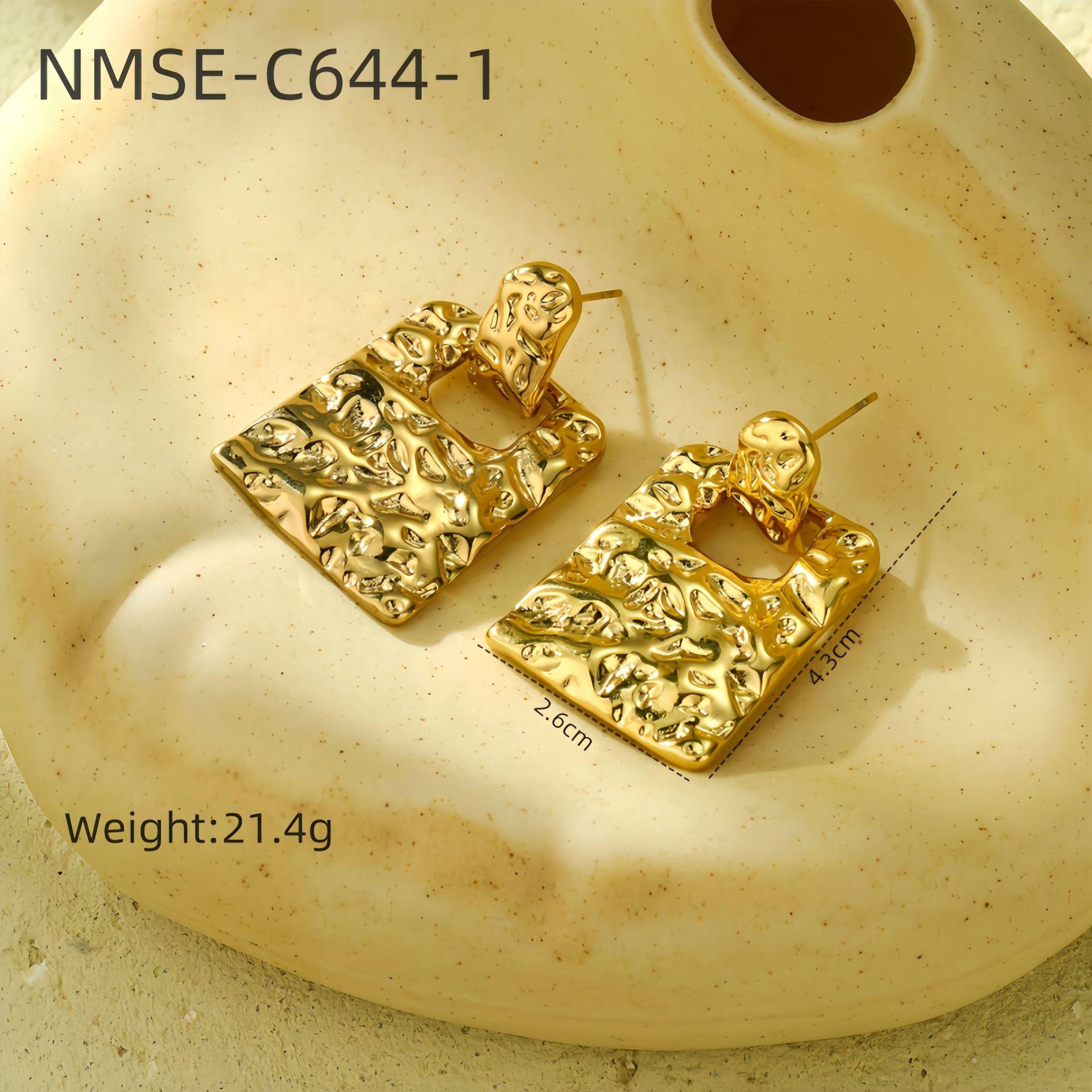 GEMCHIC Women s Vintage Square Fold Design Textured Titanium Steel Earrings Fashion Noble Solid Light Face 18K Stainless Steel Stud Earrings