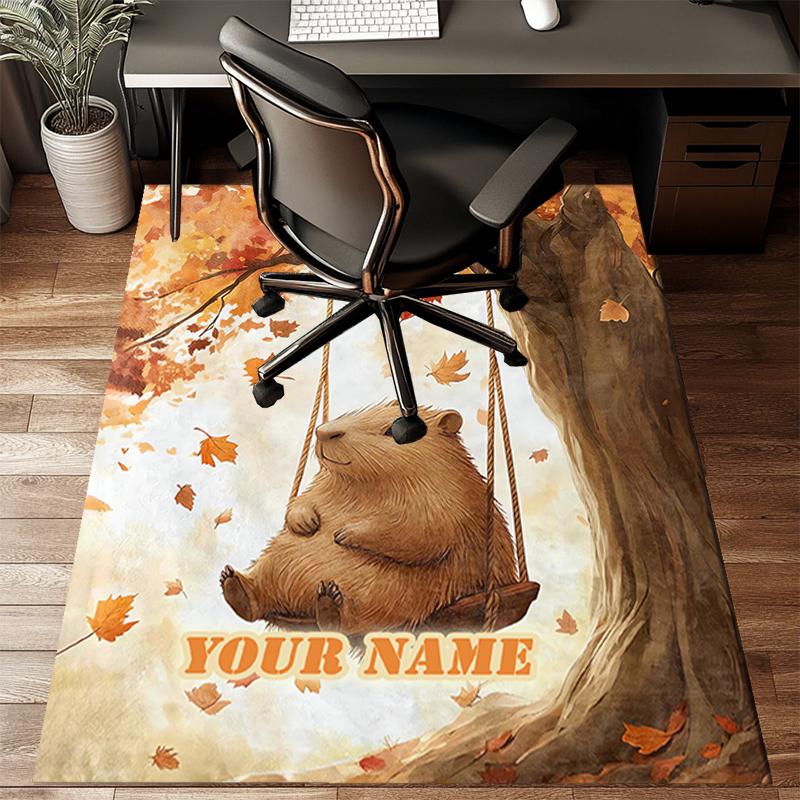 1PC Custom Name Autumnal Quokka Theme Floor Mat Ideal for Living Room, Game Rooms, Office, Bedroom Floor Mat Playful Design
