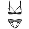 Women's See Through Bra Crop Top Low Rise Hollow Out Panties Briefs Outfits