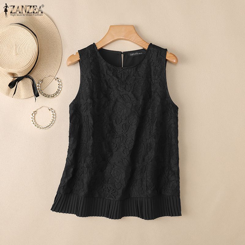 ZANZEA Women Elegant Texture Summer Casual Sleeveless Vest Tops