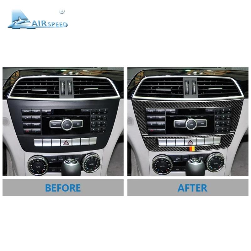 Airspeed for Mercedes Benz C Class W204 Accessories 2010-2013 Carbon Fiber Car Interior Center Console Panel Cover Trim