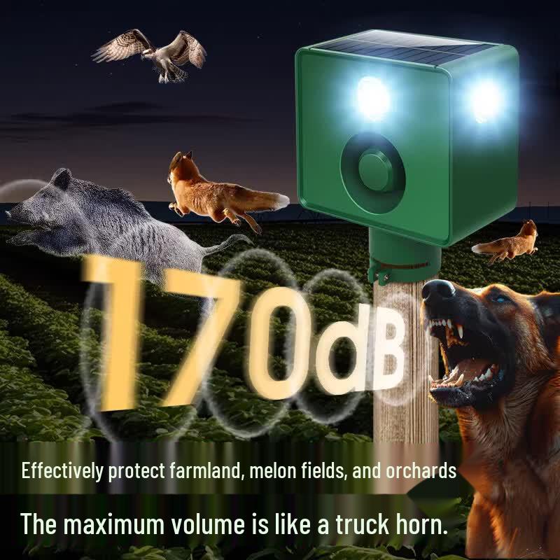 Solar-Powered Wild Boar Repeller with Loud Alarm and Spotlight