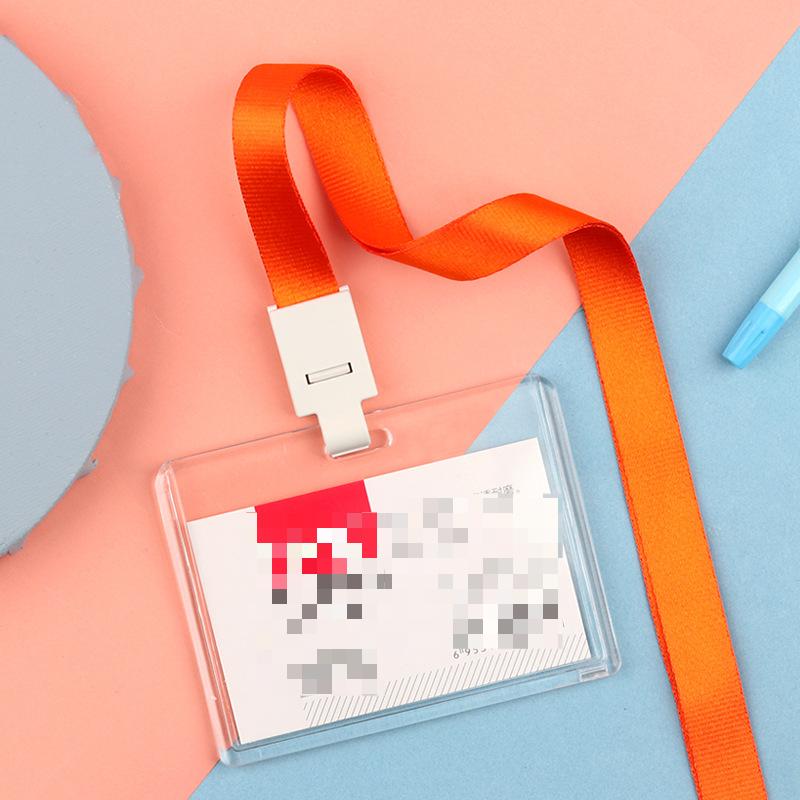 Fashion Acrylic Transparent Bus Cards Sleeve Employee Work Card Holder with Lanyard Work Card Cover Women Men Credit Card Holder