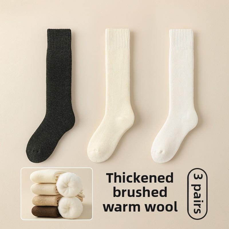 

3 пары женских зимних чулок из очень толстого флиса и шерсти, защищающих от холода и длинных до колена 3 Pairs