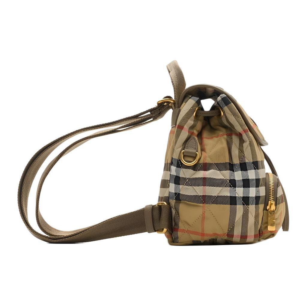 Burberry Vintage Check Quilted Mini Backpack With Equestrian Knight Detail & Gold Hardware For Daily Use