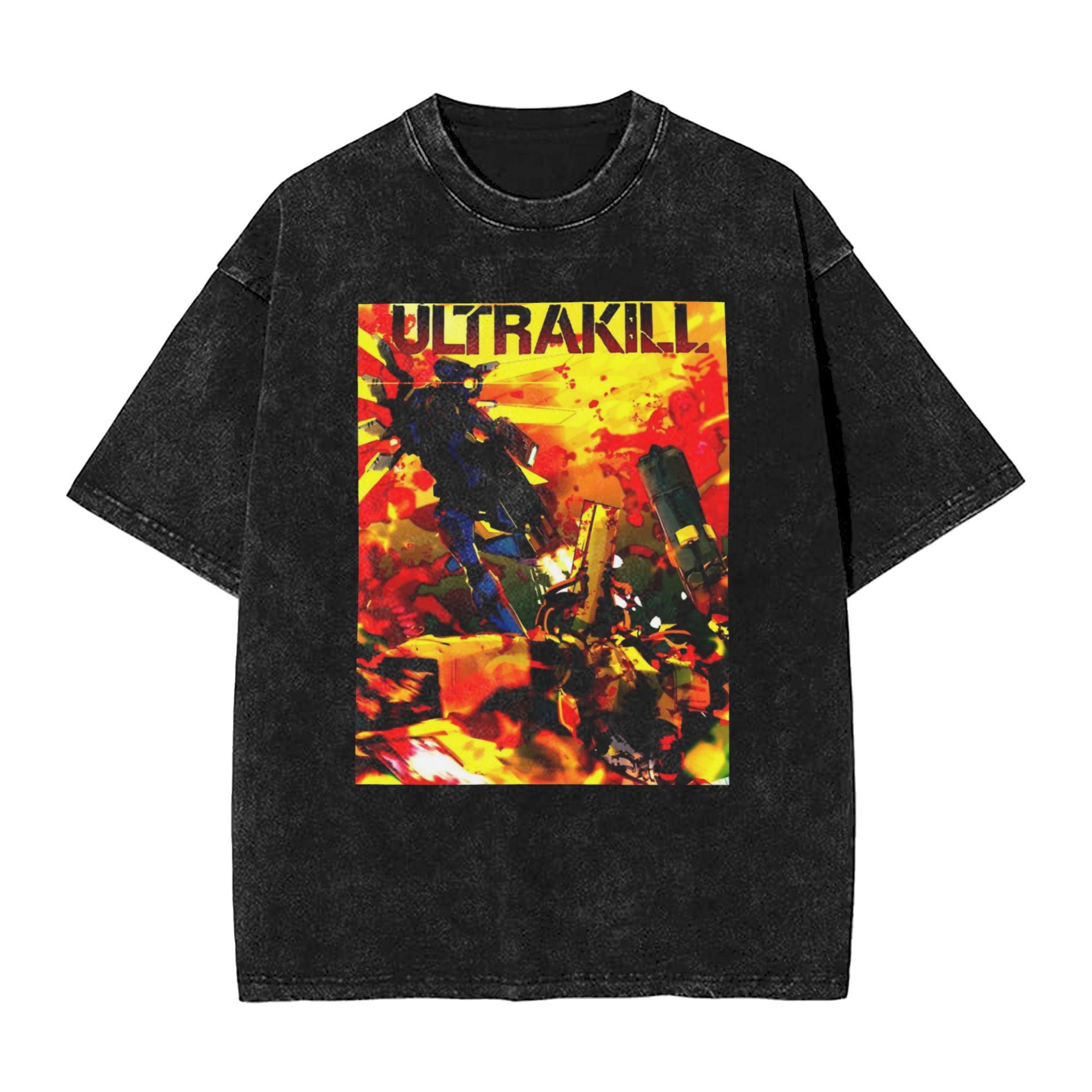 

Круті футболки для шутера Ultrakill для чоловіків, з круглим вирізом, з чистої бавовни, випрана футболка, футболки з коротким рукавом, літні топи 4XL