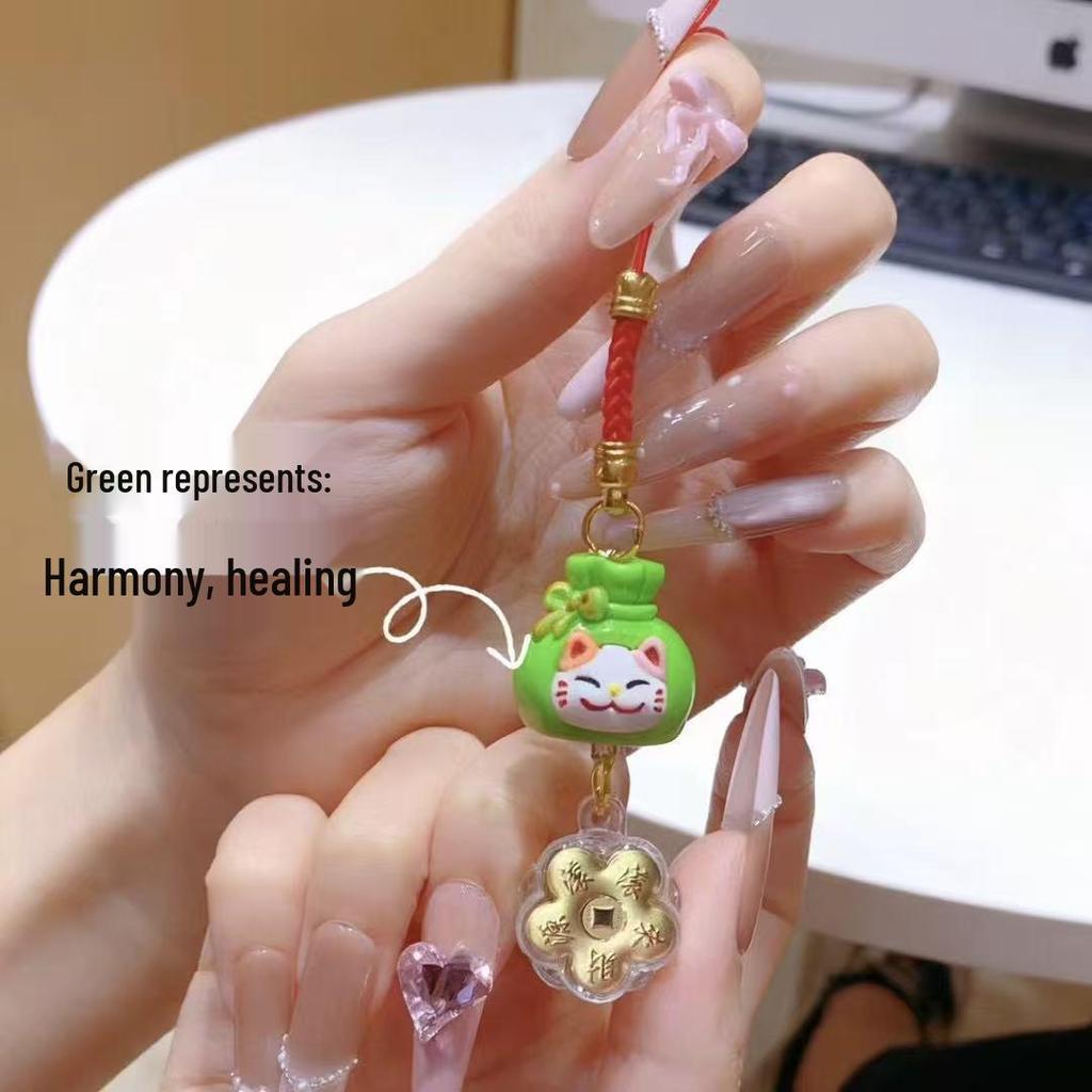 999 Pure Gold Maneki Neko Charm – Invite Wealth: Chinese Style Keychain & Phone Accessory