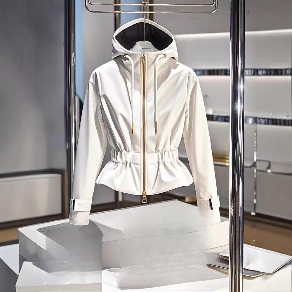 

Women Spring and Autumn French Elegance Hooded Sweatshirt Jacket Casual Office Lady Zipper Jacket Women Clothing XXS