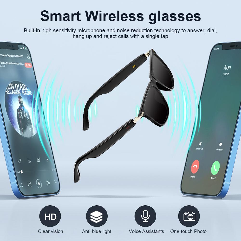 Smart Glasses with AI Translator BT Glasses Hands-Free Music & Calls Outdoor Sports Headphones for Men & Woman