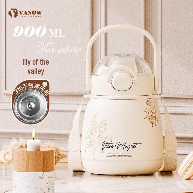 Vanow 900ml Lily of the Valley 316 SS Dual-Drink Thermos