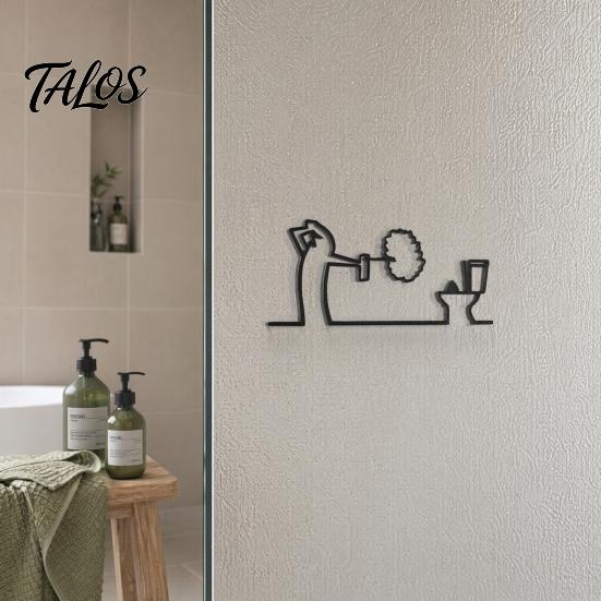 Funny Bathroom Wall Sign, 3D Printed Minimalist Line Art Toilet Wall Art, Black Modern Home Decor for Bathroom Washroom