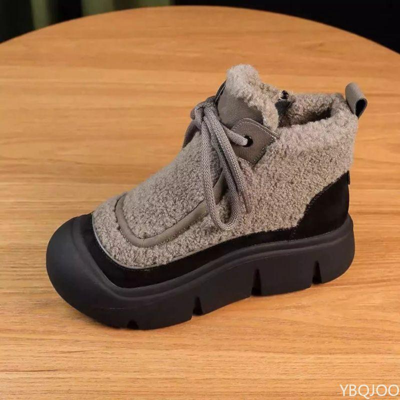 Fashion Warm Thick Cotton Boots for Women in Winter Versatile Fashionable Simple Comfortable High Top Anti Slip Cotton Shoes for Women
