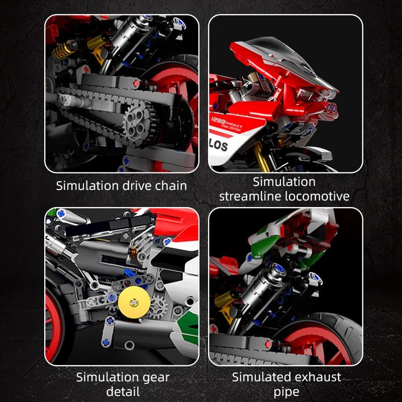 Technický model motocyklu, motorky, auta, stavebnice, závodní motorka, vozidla, kostky, hračky pro děti, dárky