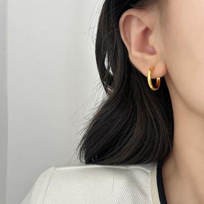 Tibetan Silver 18K Gold Plated Round Hoop Earrings for Women Classic Geometric Fashion  Minimalist Accessories