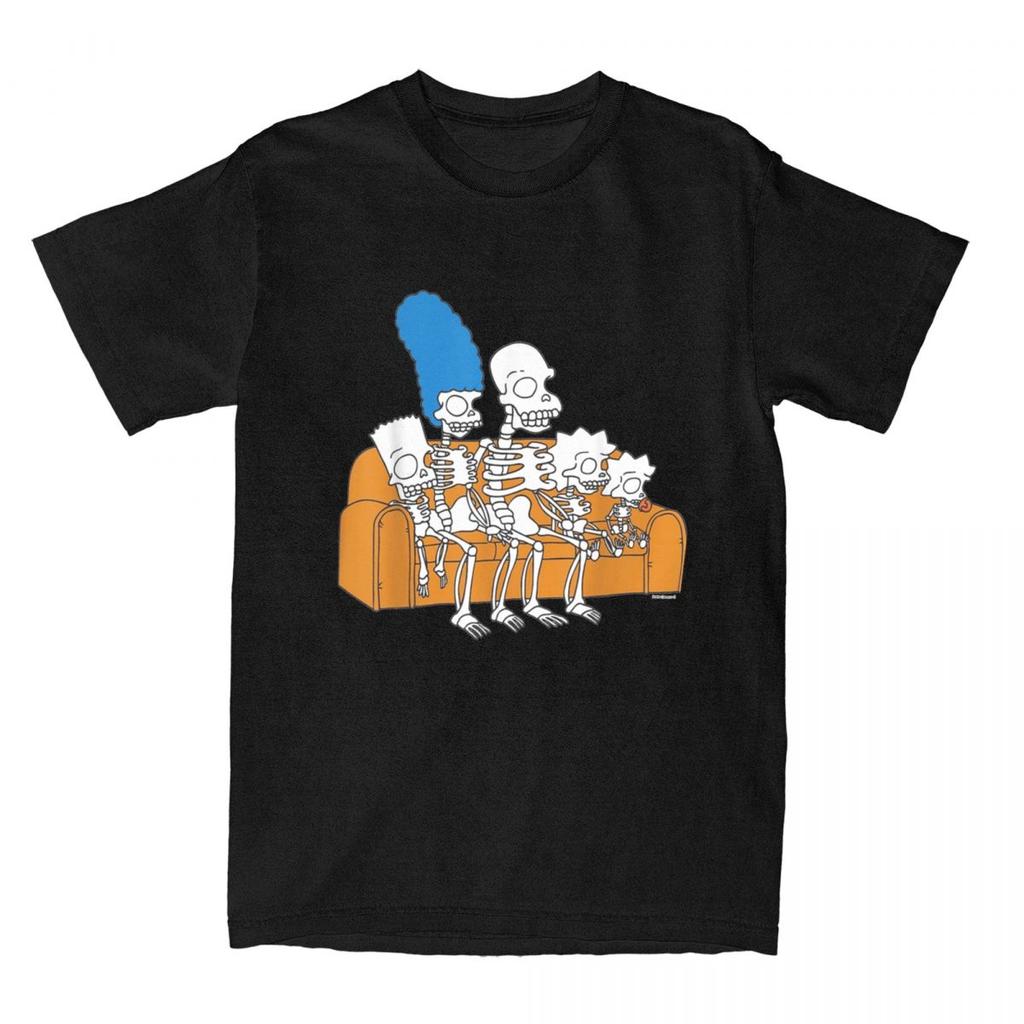Miniso Vintage Simpson Family Skeletons Treehouse of Horror Cotton T Shirts Tee Shirt Unisex Casual Short Sleeve Clothing