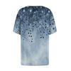 Women's Fashionable Casual Short Sleeve Button Floral Print Round Neck Pullover Top