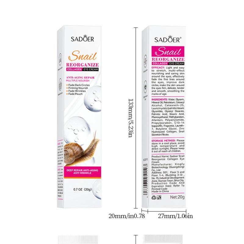 Snail Eye Cream 20g SADOER Collagen Improves Dark Circles and Eye Lines