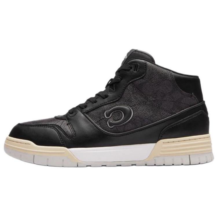 

Coach Soho Synthetic Leather Round Toe Lace-Up Mid-Top Sneakers Men Sneakers Black CCI35-MI5 40