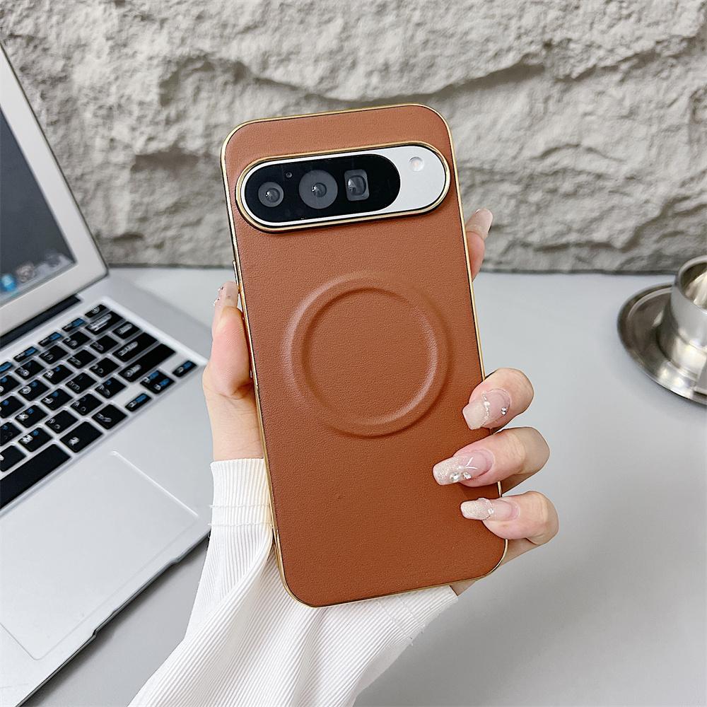 Luxury Business Leather Plating Magnetic Phone Case for Google Pixel 10 9 Pro XL 9A 8A for Wireless Charger Matte Protection Back Cover