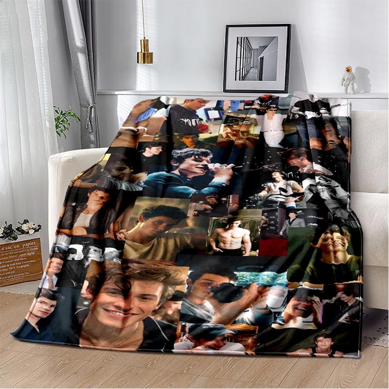 3D Shawn Mendes Handwritten Singer Soft Plush Blanket,Flannel Blanket Throw Blanket for Living Room Bedroom Bed Sofa Kid Gift