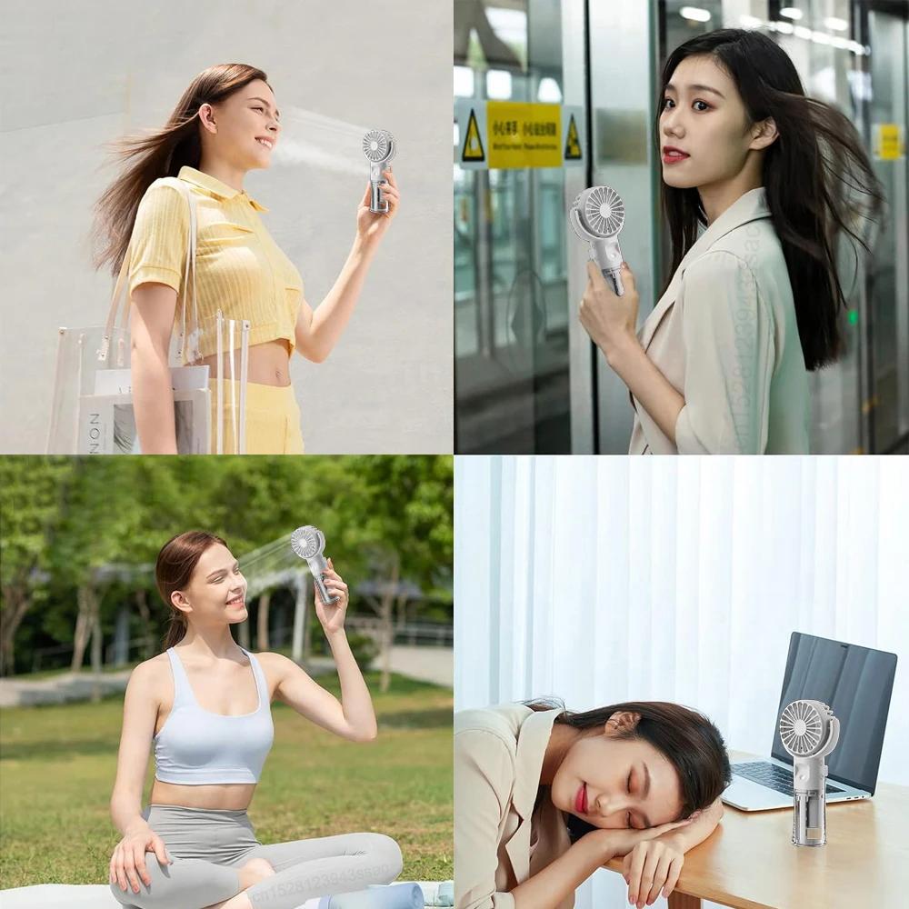 Mini Handheld Humidifier Fan Portable Mist Fan USB Rechargeable Battery Fast Charging Water Spray Hand Fan with Humidifier