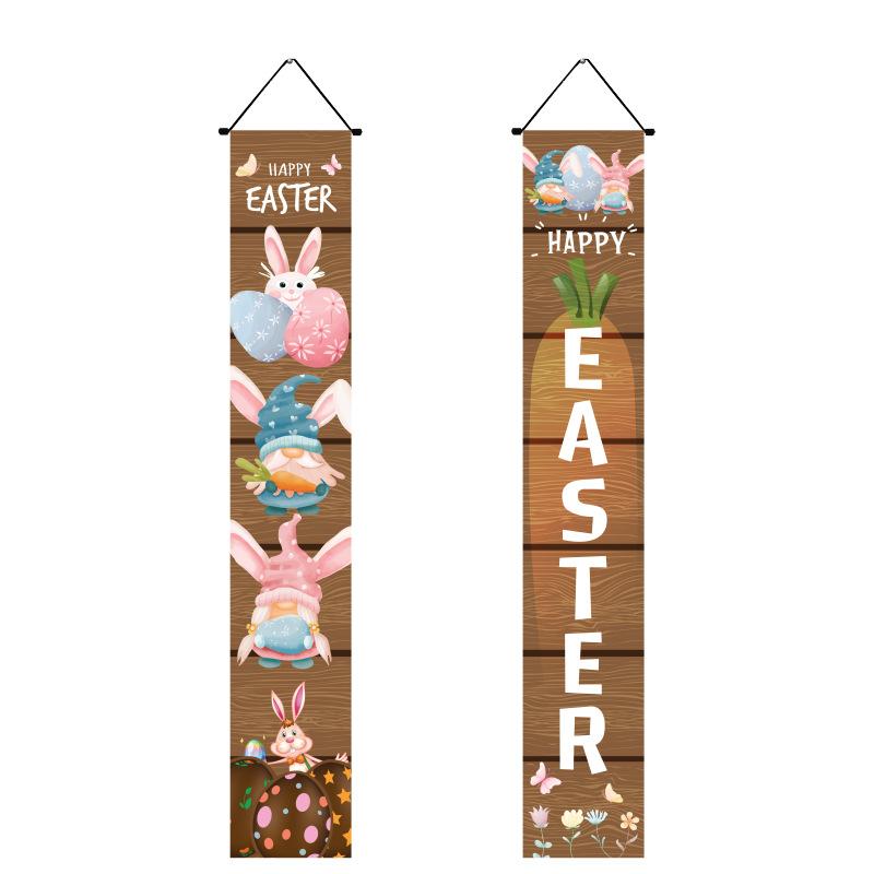 

Sign Porch Easter Couplet Banner Party Decoration Egg Bunny Door Hanging Holiday Brown