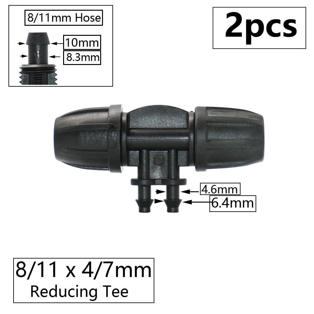 3/8" 8mm Garden Hose Connector 8/11 To 4/7 3/5mm Hose Reducer Water Splitter Tee Elbow End Plug Drip Irrigation System Fitting