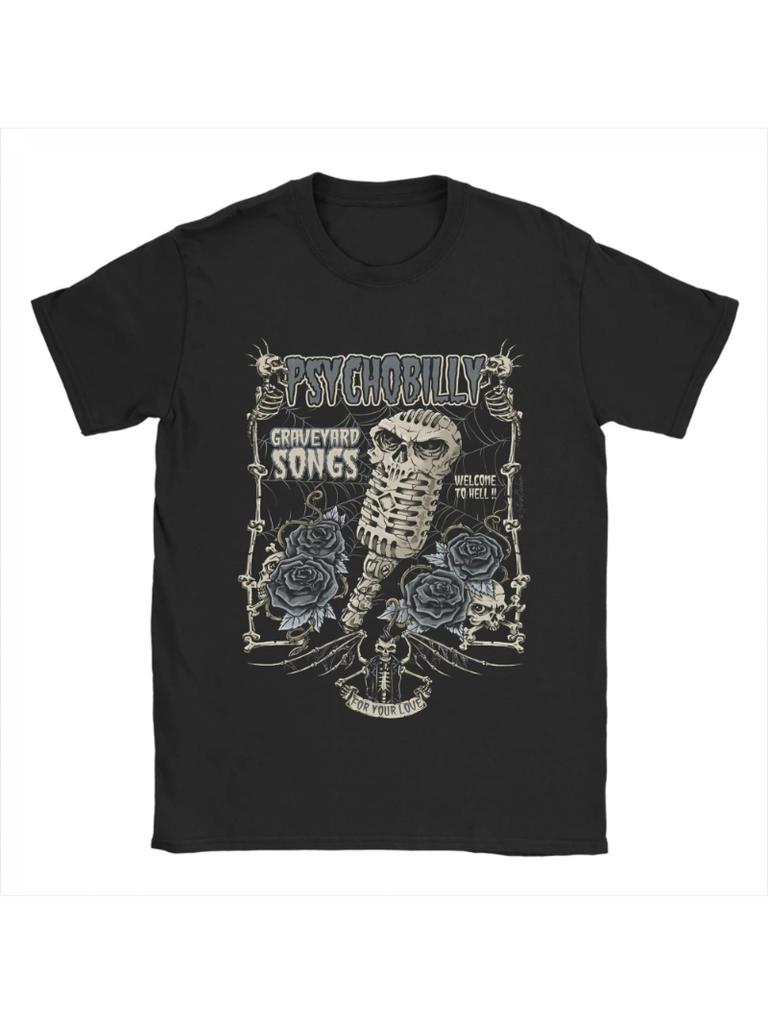 Unisex Tshirts Band Psychobilly Novelty Cotton Tees Short Sleeve T Shirts Crew Neck Clothing Adult
