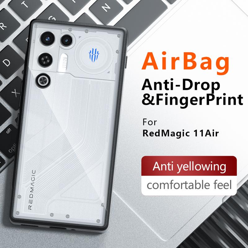 Para ZTE Nubia Red Magic 11 Air Funda Antigolpes Textura de Piel Mate PC+TPU Antihuellas Transparente