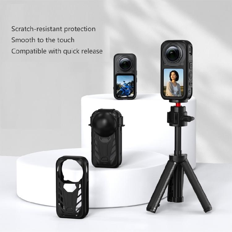 Black Silicone Body Case for X6 Action Camera, Flexible Open-Frame Cover for Everyday Handling, Control Access and Storage