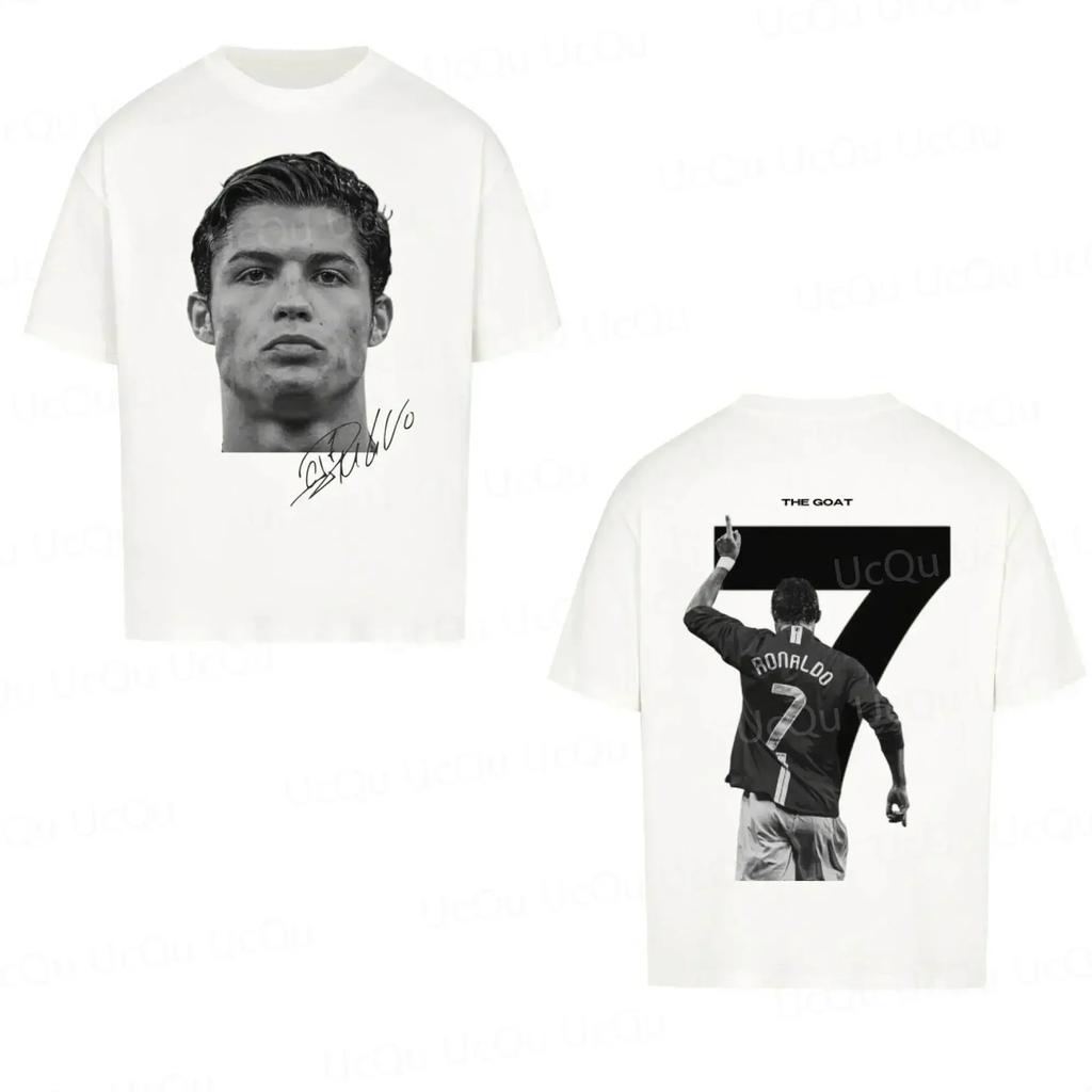 2025 Cristiano Ronaldo Classica Superstar del Calcio 7 Moda Stampata Maglietta Estiva da Uomo in Cotone a Maniche Corte