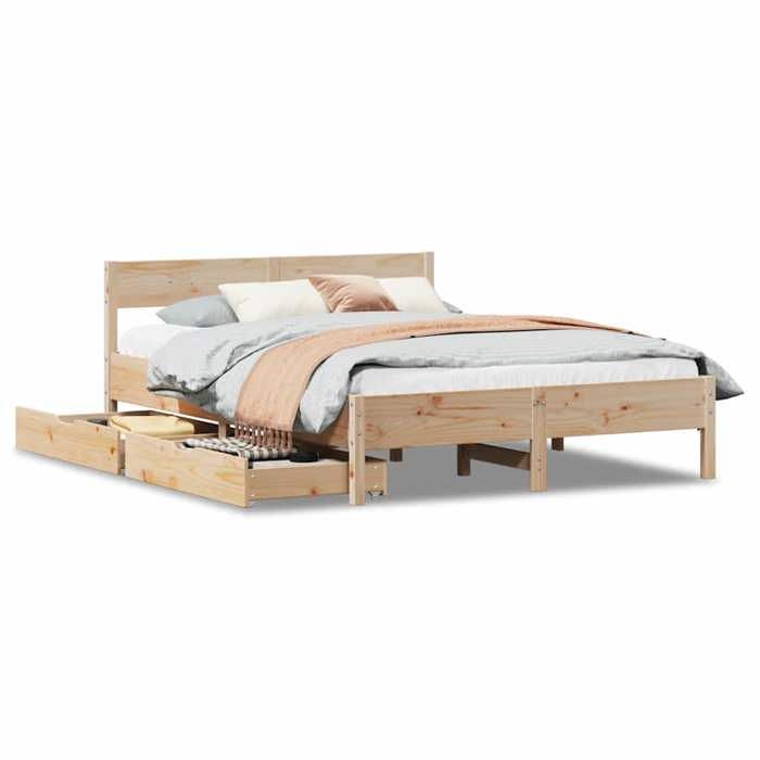 VidaXL Cadre de lit avec tête de lit 140x190 cm bois de pin massif, meuble de chambre à coucher, sommier, lit en bois, lit, 3301761